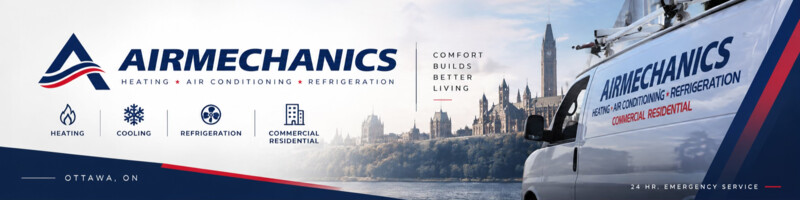 AIRMECHANICS fleet and team banner — comfort builds better living, Ottawa, ON